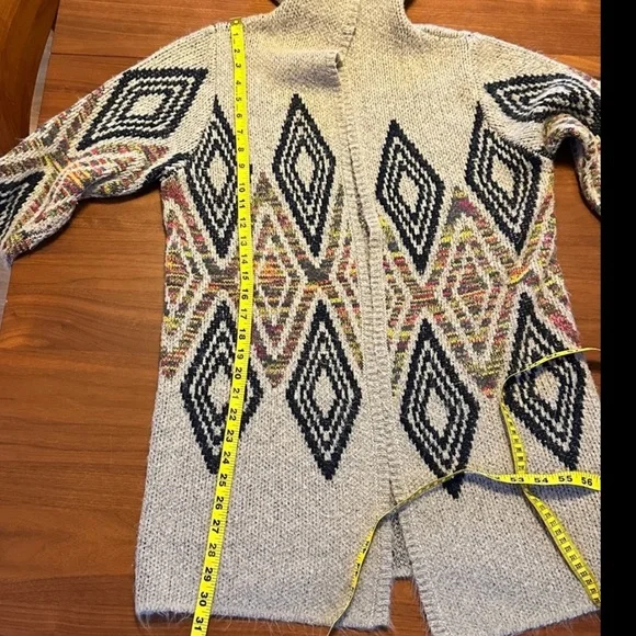 Woven Heart Aztec Print Southwest Boho Long Cardigan Hoodie - Picture 10 of 12